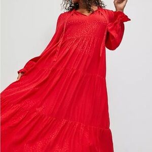 Anthropologie Maeve Wendy Tiered Maxi Dress in Red size S